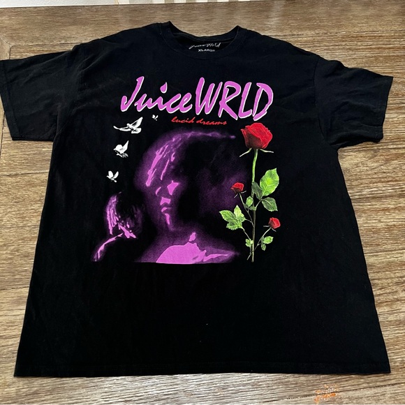 JUICE WRLD Black Lucid Dreams Rose T-Shirt Hip Hop Rap R&B Music Tee - Picture 3 of 8